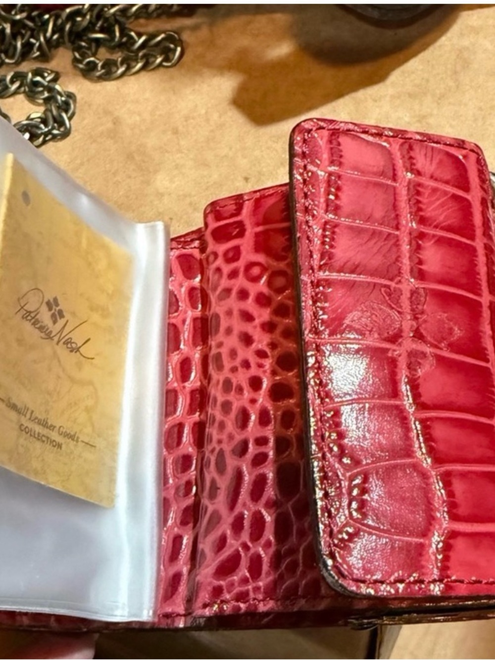 NWT Patricia Nash Pink Croc Embossed Leather Kiss Lock Satchel Bag Wallet Set - Picture 4 of 4